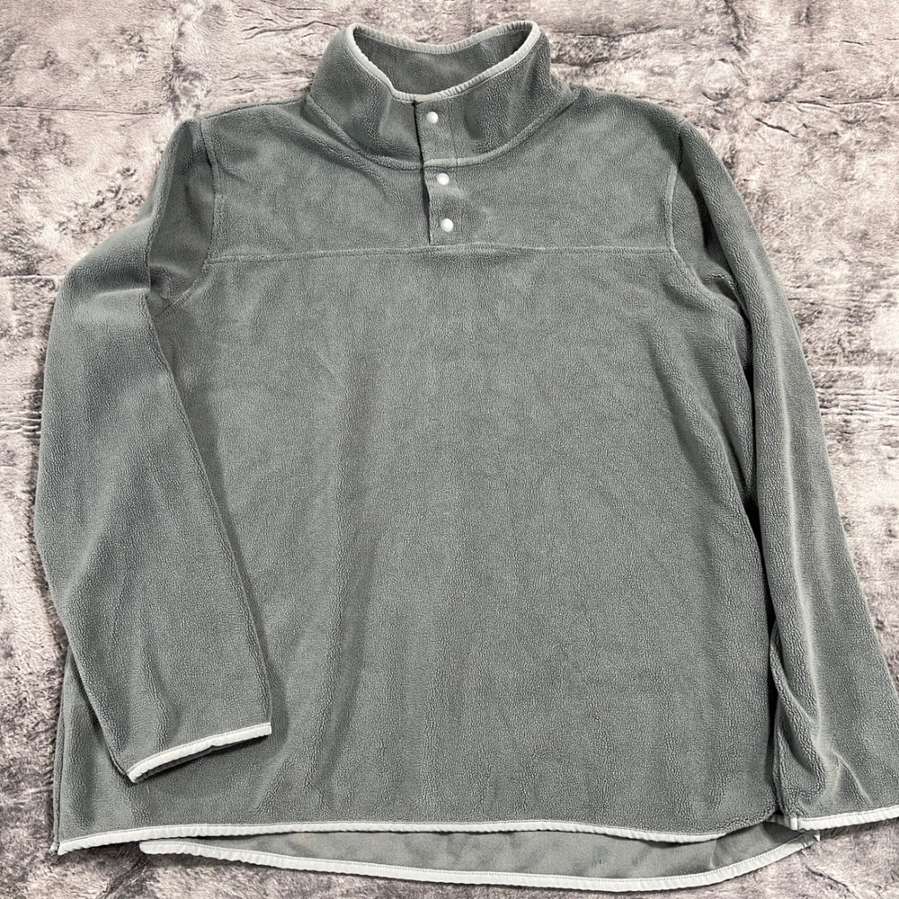 32 Degrees Heat Mens XL Gray Fleece Snap Mock Neck Pullover Long Sleeve‎ Sweater